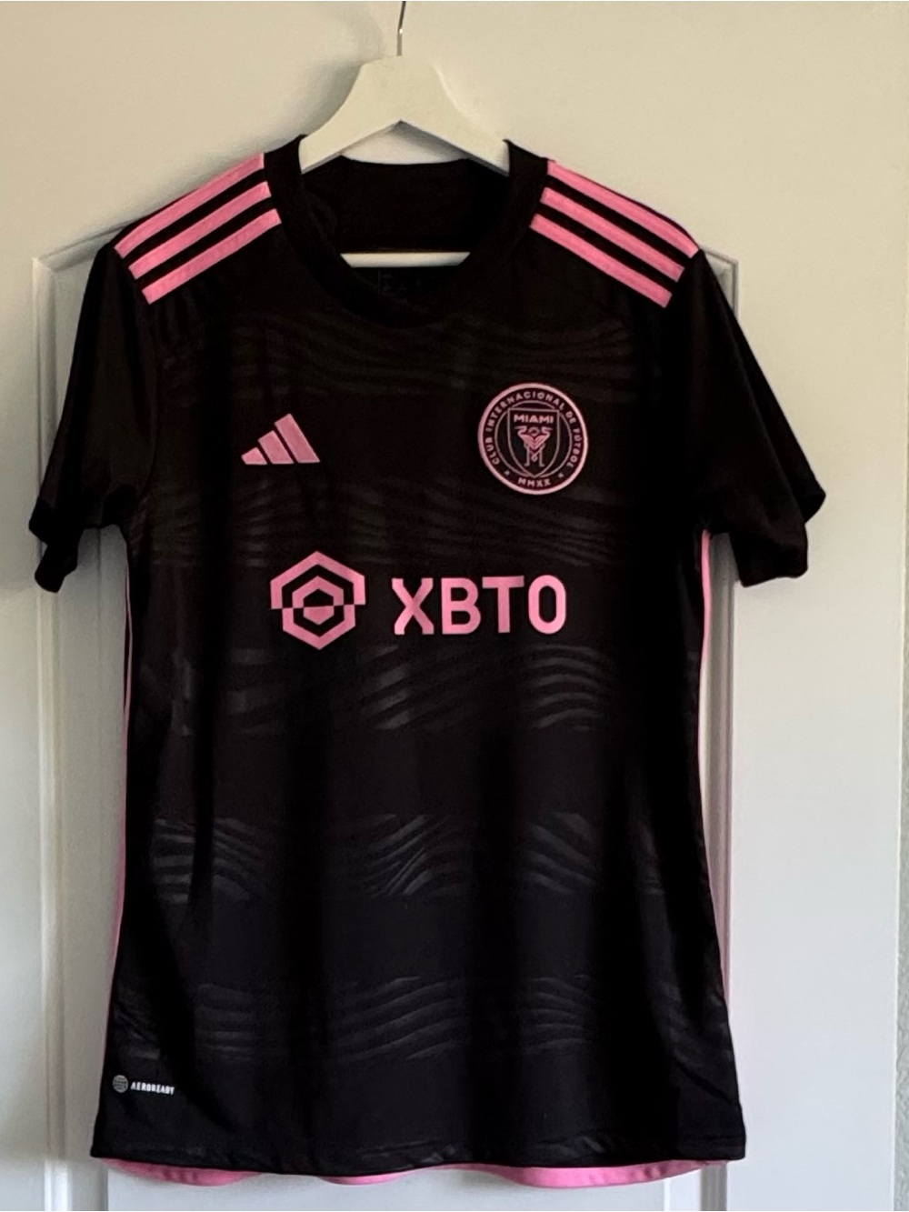 adidas women’s Black and Pink Inter Miami Short Sleeve Tee